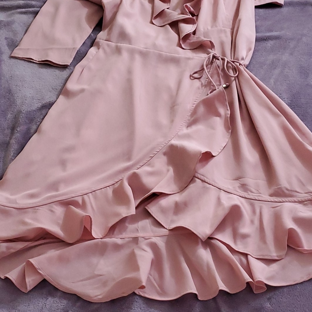 Blush Pink Ruffle Wrapped Dress - Picture 3 of 4